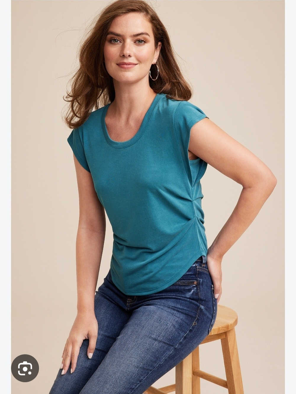 Maurices NWT Xxl Teal Short-Sleeve Side-Ruched Tee